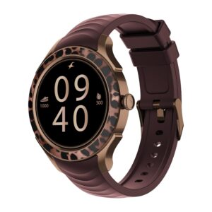 Fastrack Ella Smart Watch for Women with 1.2" inch AMOLED Display,Patterned Bezel,AI Watchface & AI Chat,Functional Crown,24/7 Health Suite,BT Calling,SpO2,HRM,IP68, Multiple Menu Styles- Dark Wine